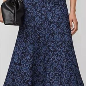 Ann Taylor Navy Floral A-Line Skirt
